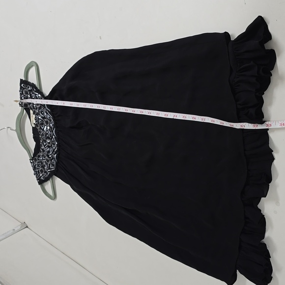 Alice + Olivia Black Embellished Neck Detail Sleeveless Silk Trapeze Dress - Picture 9 of 11